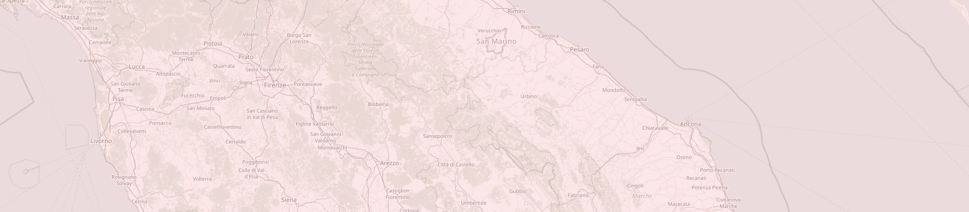 Mappa con i due punti dove riceve Elisa Balbi: Pesaro e Arezzo